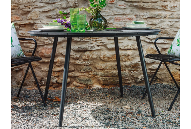 Okrúhly záhradný jedálenský stôl Parker 120 cm, čierny